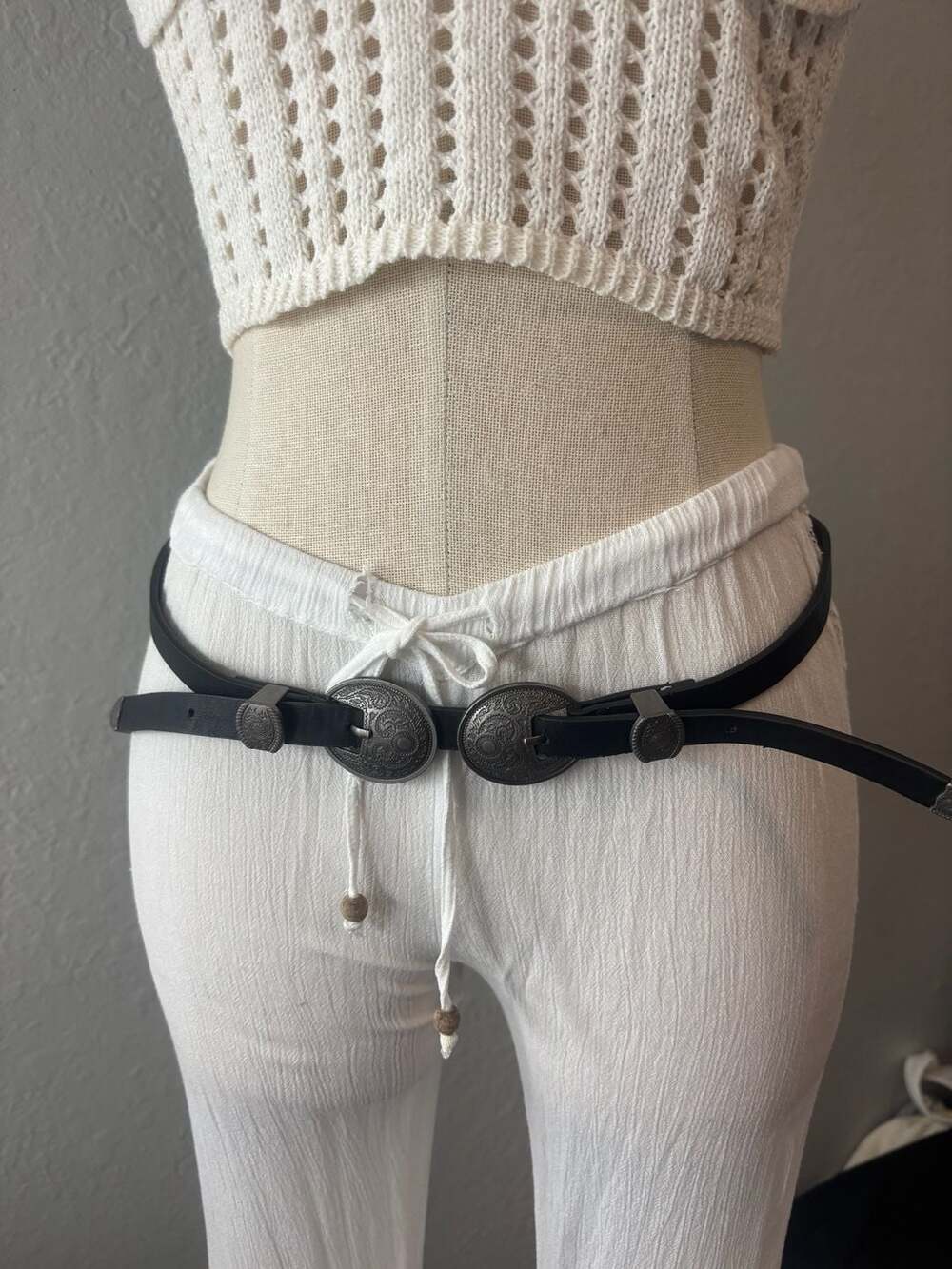 Double Buckle Western Leather Belt